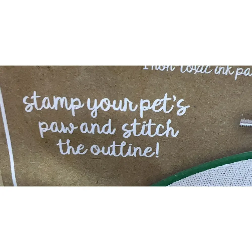 Christmas Holidays Pet Handprint Embroidery Keepsake Kit “Happy Paw-lidays” NIP